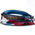 SiaLinda: Halsband echtes Elch Leder mit Strass blau schwarz, gr. O-Ring, 20mm breit - SiaLinda.com